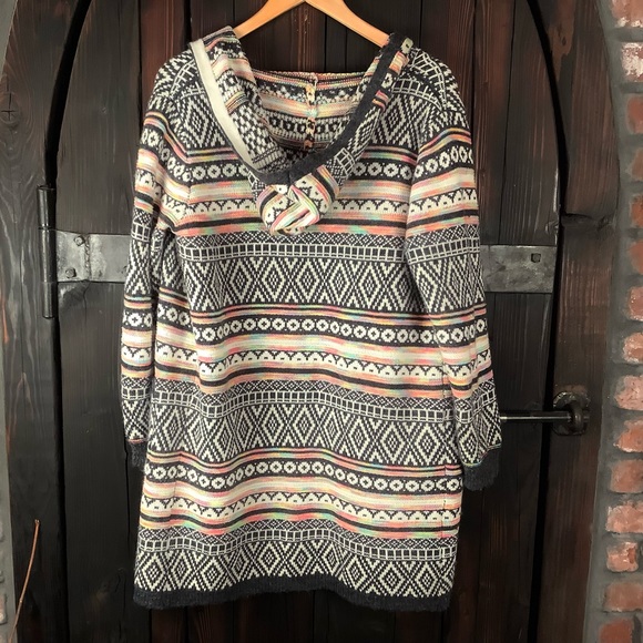 Monteau Intarsia open duster cardigan M - Picture 3 of 5